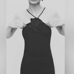 NWT Zara Halter Flower Black Mini Dress